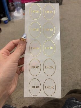 New 1 sheet of 10 Dior gold stickers